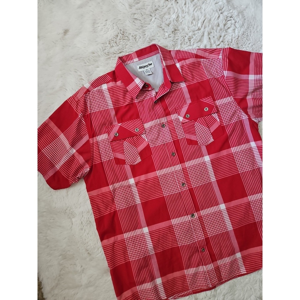 Y2K Grunge Streetwear Red Plaid Short Sleeve Button Down Shirt 3XL